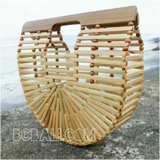 bamboo bags fan design base color summer season handmade 